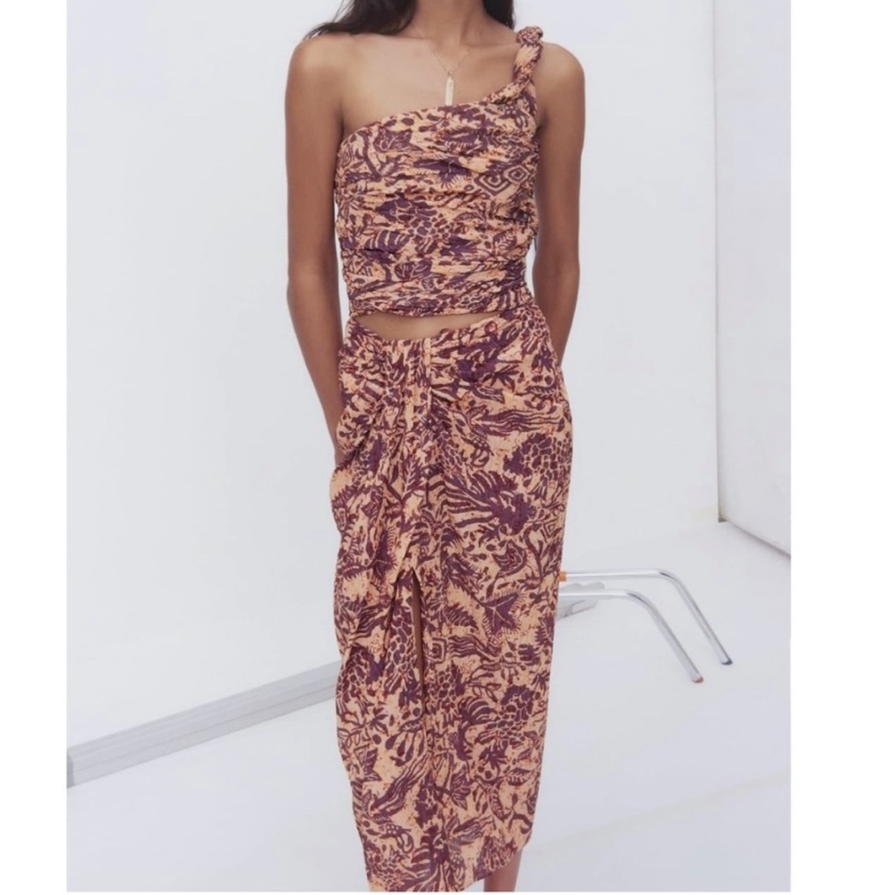 Zara matching set crop top and midi skirt size xs